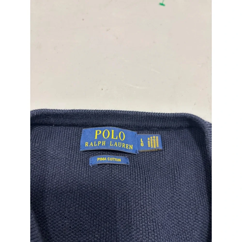 Polo Ralph Lauren Mens Pima Cotton V-Neck Sweater Vest Navy Blue‎ Large L
